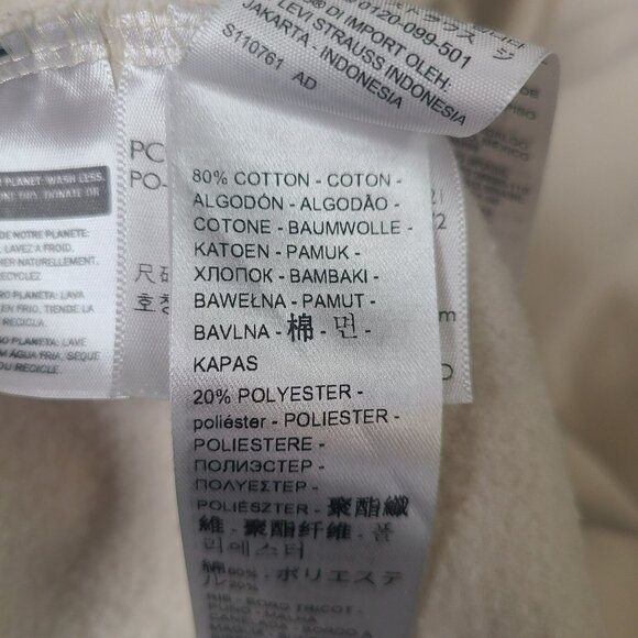 Levis Mens XL Standard Fit Hoodie Long Sleeve Hooded Sweatshirt Beige Ivory Whit - Picture 8 of 10